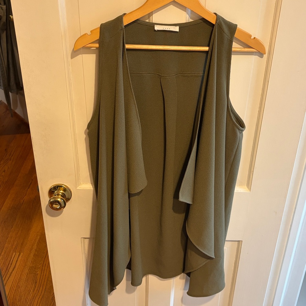 Lush M Forest Green Open Vest, long and drapey